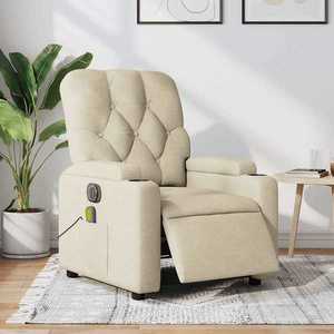 vidaXL Fotoliu de masaj electric, crem, material textil imagine