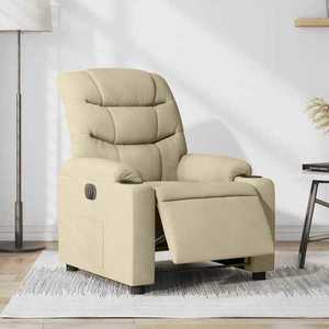 vidaXL Fotoliu rabatabil electric, crem, material textil imagine