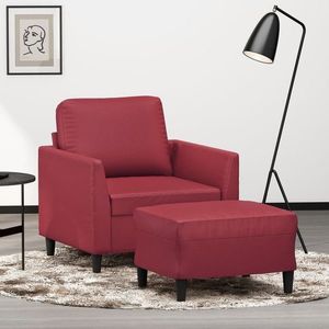 vidaXL Fotoliu canapea cu taburet, roșu vin, 60 cm, piele ecologică imagine