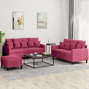 vidaXL Set canapele, 2 piese, roșu vin, catifea imagine