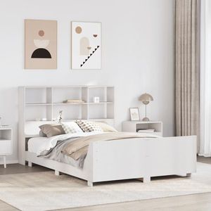 vidaXL Cadru de pat, alb, 140x200 cm, lemn masiv de pin imagine