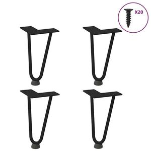 vidaXL Picioare tip agrafă pentru măsuță de cafea, 4 buc., negru, 20 cm, oțel masiv imagine