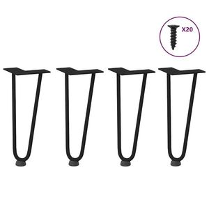 vidaXL Picioare tip agrafă pentru măsuță de cafea, 4 buc., negru, 30 cm, oțel masiv imagine