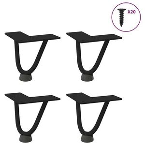 vidaXL Picioare tip agrafă pentru măsuță de cafea, 4 buc., negru, 10 cm, oțel masiv imagine