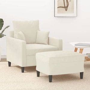 vidaXL Fotoliu canapea cu taburet, crem, 60 cm, catifea imagine
