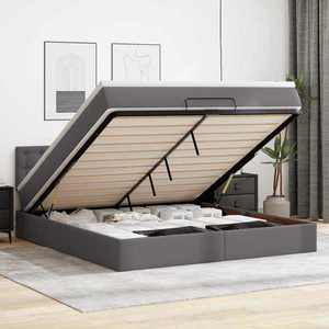 vidaXL Cadru de pat otoman cu saltea gri 160x200cm piele artificială imagine