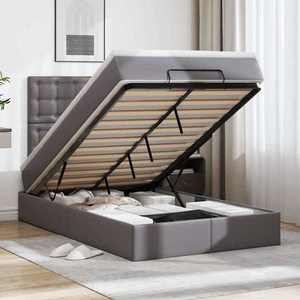 vidaXL Cadru de pat otoman cu saltea gri 120x200cm piele artificială imagine