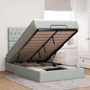 vidaXL Cadru de pat otoman cu saltele Gri deschis 120x200cm catifea imagine