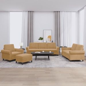 vidaXL Set de canapele cu perne, 4 piese, maro, catifea imagine