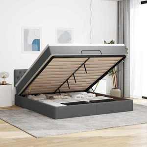 vidaXL Cadru pat otoman cu saltea țesătură gri închis 160x200 cm imagine