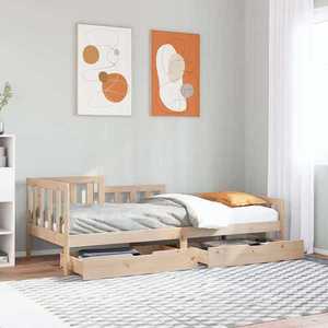 vidaXL Pat de zi cu sertare, 90x200 cm, lemn masiv pin imagine