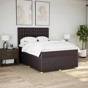 vidaXL Pat box spring cu saltea, maro închis, 160x200 cm, textil imagine