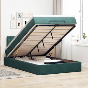 vidaXL Cadru de pat otoman cu saltea verde închis 120x200cm catifea imagine
