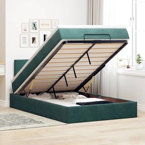 vidaXL Cadru de pat otoman cu saltea verde închis 120x200cm catifea imagine