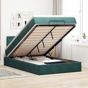 vidaXL Cadru de pat otoman cu saltea verde închis 120x200cm catifea imagine