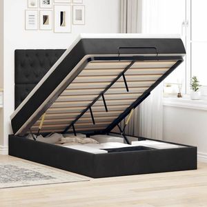 vidaXL Cadru de pat otoman cu saltele, catifea neagră 120x200cm imagine
