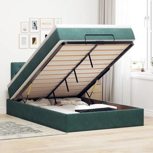 vidaXL Cadru de pat otoman cu saltea verde închis 120x200cm catifea imagine