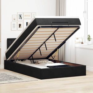 vidaXL Cadru pat otoman cu saltea, catifea neagră 120x200 cm imagine
