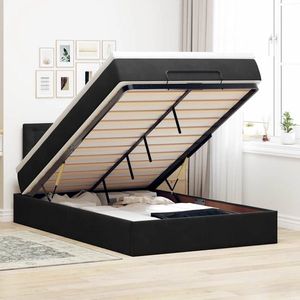vidaXL Cadru pat otoman cu saltea, catifea neagră 120x200 cm imagine