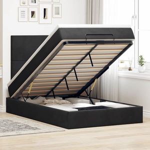 vidaXL Cadru de pat otoman cu saltele, catifea neagră 120x200cm imagine