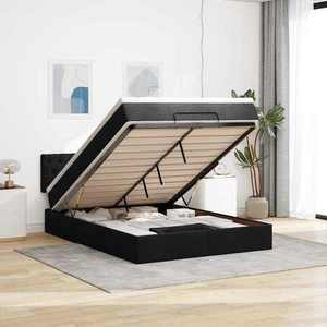 vidaXL Pat otoman cu saltea negru 140x190 cm stofa imagine