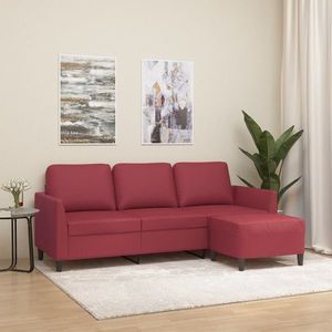 vidaXL Scaun de relaxare cu taburet, roșu, piele ecologică imagine