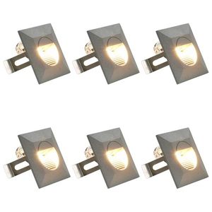 vidaXL Lămpi de perete LED de exterior, 6 buc., argintiu, 5 W, pătrat imagine