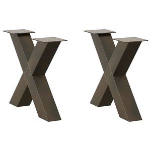 vidaXL Picioare pentru masă de cafea în formă de X, 2 buc., oțel natural, 50x(42-43) cm imagine