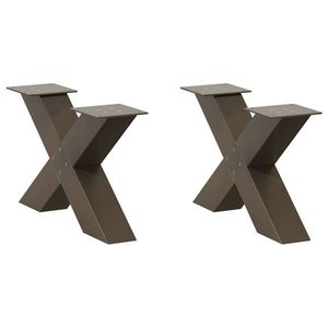 vidaXL Picioare pentru măsuță de cafea în formă de X, 2 buc., oțel natural, 50x(30-31) cm imagine