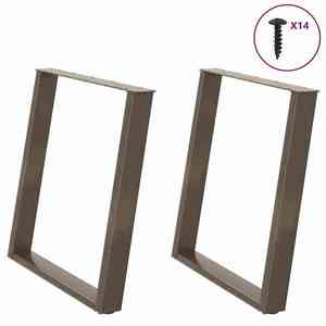 vidaXL Picioare de masă în formă de U, 2 buc., oțel natural, 80x(72-73) cm imagine