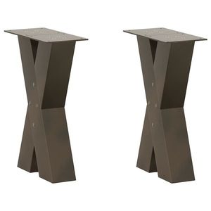 vidaXL Picioare pentru masă de cafea în formă de X, 2 buc., oțel natural, 38x(42-43) cm imagine