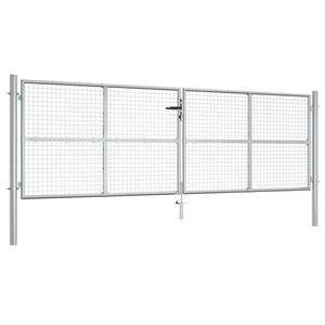 vidaXL Poartă de grădină din oțel galvanizat, 415x125 cm, argintiu imagine
