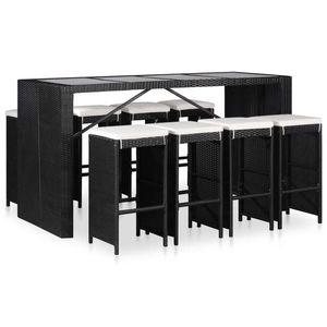 vidaXL Set mobilier de bar de exterior, negru, poliratan imagine