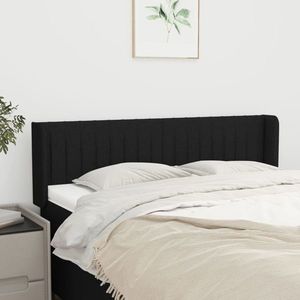 vidaXL Tăblie de pat cu aripioare negru 147x16x78/88 cm textil imagine