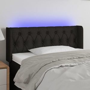 vidaXL Tăblie de pat cu LED, negru, 93x16x78/88 cm, textil imagine