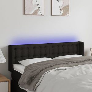 vidaXL Tăblie de pat cu LED, negru, 147x16x78/88 cm, textil imagine