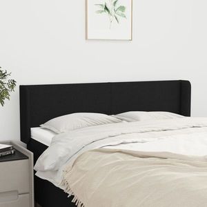 vidaXL Tăblie de pat cu aripioare negru 147x16x78/88 cm textil imagine