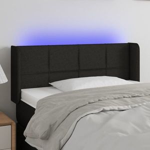 vidaXL Tăblie de pat cu LED, negru, 83x16x78/88 cm, textil imagine