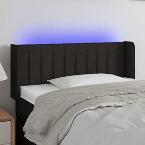 vidaXL Tăblie de pat cu LED, negru, 93x16x78/88 cm, textil imagine