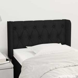 vidaXL Tăblie de pat cu aripioare negru 83x16x78/88 cm textil imagine