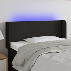 vidaXL Tăblie de pat cu LED, negru, 103x16x78/88 cm, textil imagine