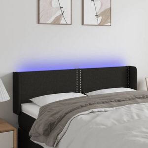 vidaXL Tăblie de pat cu LED, negru, 147x16x78/88 cm, textil imagine