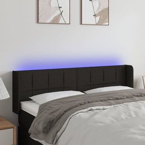 vidaXL Tăblie de pat cu LED, negru, 147x16x78/88 cm, textil imagine