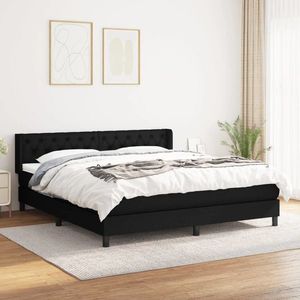 vidaXL Pat box spring cu saltea, negru, 160x200 cm, textil imagine