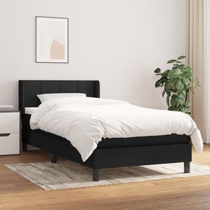 vidaXL Pat cu saltea, negru, 90x200 cm, textil imagine
