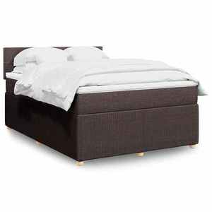 vidaXL Pat box spring cu saltea, maro închis, 160x200 cm, textil imagine