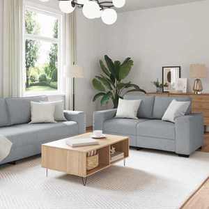 vidaXL Set de canapele cu perne, 3 piese, gri deschis, textil imagine