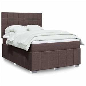 vidaXL Pat box spring cu saltea, maro închis, 160x200 cm, textil imagine