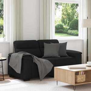 vidaXL Canapea cu 2 locuri, neagră, 120 cm, material textil imagine