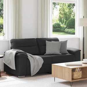 vidaXL Canapea cu 2 locuri, negru, 140 cm, piele ecologică imagine